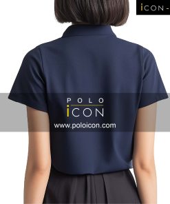 เสื้อโปโลทรงผู้หญิง iCON-W75 ด้านหลังเรียบสีกรมท่า ทรงเข้ารูปใส่สบาย เหมาะสำหรับสาวออฟฟิศที่มองหาเสื้อโปโลลุคเรียบหรู ใส่ทำงานหรือเป็นยูนิฟอร์มก็ลงตัว