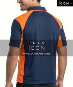 เสื้อโปโลแขนสั้นสีกรมพร้อมแถบส้มที่ไหล่และด้านข้าง ภาพที่ 2