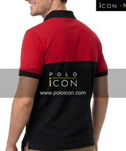 เสื้อโปโลแขนสั้น สีแดงดำ คอปกกระดุม 3 เม็ด ภาพที่ 2