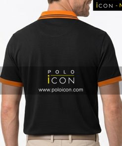 เสื้อโปโลสีดำแขนสั้นคอปกส้มติดกระดุม ภาพที่ 2