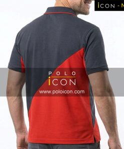 เสื้อโปโลแขนสั้นสีเทาแดงตัดต่อคอปกและกระเป๋าเล็ก ภาพที่ 2