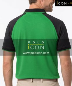 เสื้อโปโลแขนสั้นสีเขียวตัดต่อแขนและปกสีดำ ภาพที่ 2