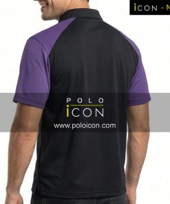 เสื้อโปโลแขนสั้นสีดำตัดต่อแขนสีม่วง คอปกและกระดุมหน้า 3 เม็ด ภาพที่ 2
