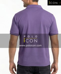 เสื้อโปโลแขนสั้นสีม่วงเข้มแบบผู้ชาย ใส่สบาย มีปกและกระดุม 3 เม็ด ภาพที่ 2