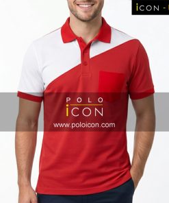 เสื้อโปโลแขนสั้นสีแดง-ขาว มีปกและกระเป๋าหน้า ภาพที่ 1