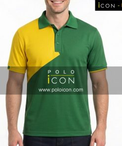 เสื้อโปโลแขนสั้นสีเขียว ตัดต่อสีเหลืองดีไซน์ทันสมัย ภาพที่ 1