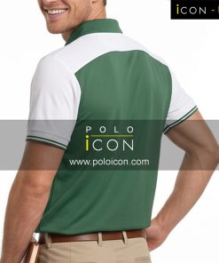 เสื้อโปโลแขนสั้นสีเขียวแขนขาวมีปกและกระดุม 3 เม็ด ภาพที่ 2