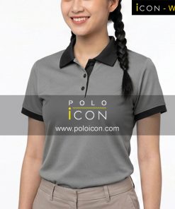 เสื้อโปโลผู้หญิงสีเทา ขลิบคอและปลายแขนสีดำ แขนสั้นผู้หญิง ภาพที่ 1
