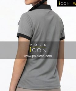 เสื้อโปโลสีเทาขลิบคอและปลายแขนสีดำ แขนสั้นผู้หญิง ภาพที่ 2