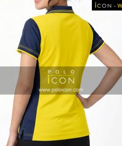 เสื้อโปโลหญิงแขนสั้น สีเหลืองกรมท่า มีปกกระดุม 3 เม็ด ภาพที่ 2
