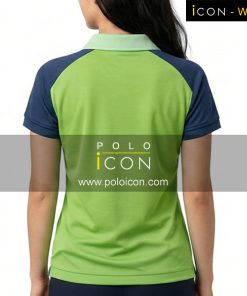 เสื้อโปโลสีเขียวแขนสีน้ำเงินสำหรับผู้หญิง ภาพที่ 2