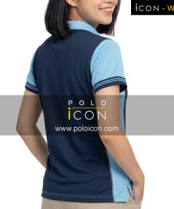 เสื้อโปโลผู้หญิงแขนสั้นสองสี น้ำเงินและฟ้า ภาพที่ 2