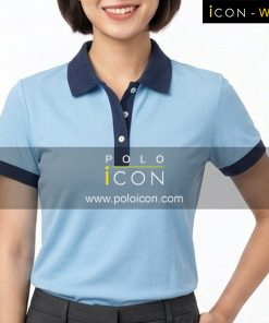 เสื้อโปโลผู้หญิงสีฟ้า-น้ำเงินสำหรับผู้หญิง ภาพที่ 1