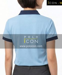 เสื้อโปโลแขนสั้นสีฟ้า-น้ำเงินสำหรับผู้หญิง ภาพที่ 2