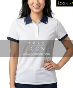 เสื้อโปโลผู้หญิงสีขาว ขอบปกและปลายแขนสีดำผู้หญิง ภาพที่ 1