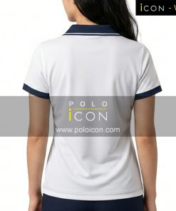 เสื้อโปโลแขนสั้นสีขาวขอบปกและปลายแขนสีดำผู้หญิง ภาพที่ 2